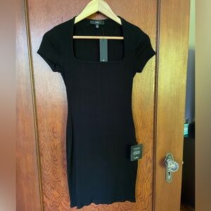Lulu’s Black Ribbed Bodycon Mini Dress